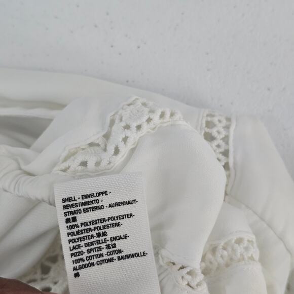 Free People Women’s White Long Sleeve Surplice Boho Peasant Blouse Size Small 65 - Picture 7 of 9